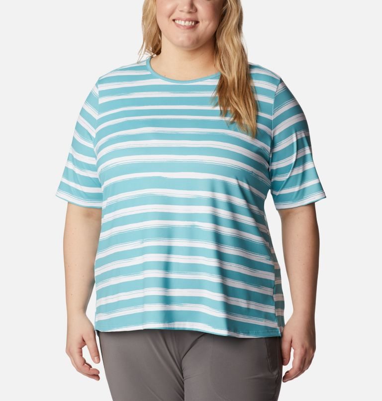 Women\'s Columbia Chill River T Shirts Stripe | Plus Size CA-E0A53